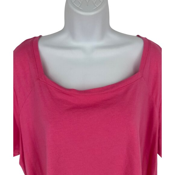 LOGO Lori Goldstein Womens Pink Scoop Neck Short Sleeve Top 2X - Picture 3 of 9
